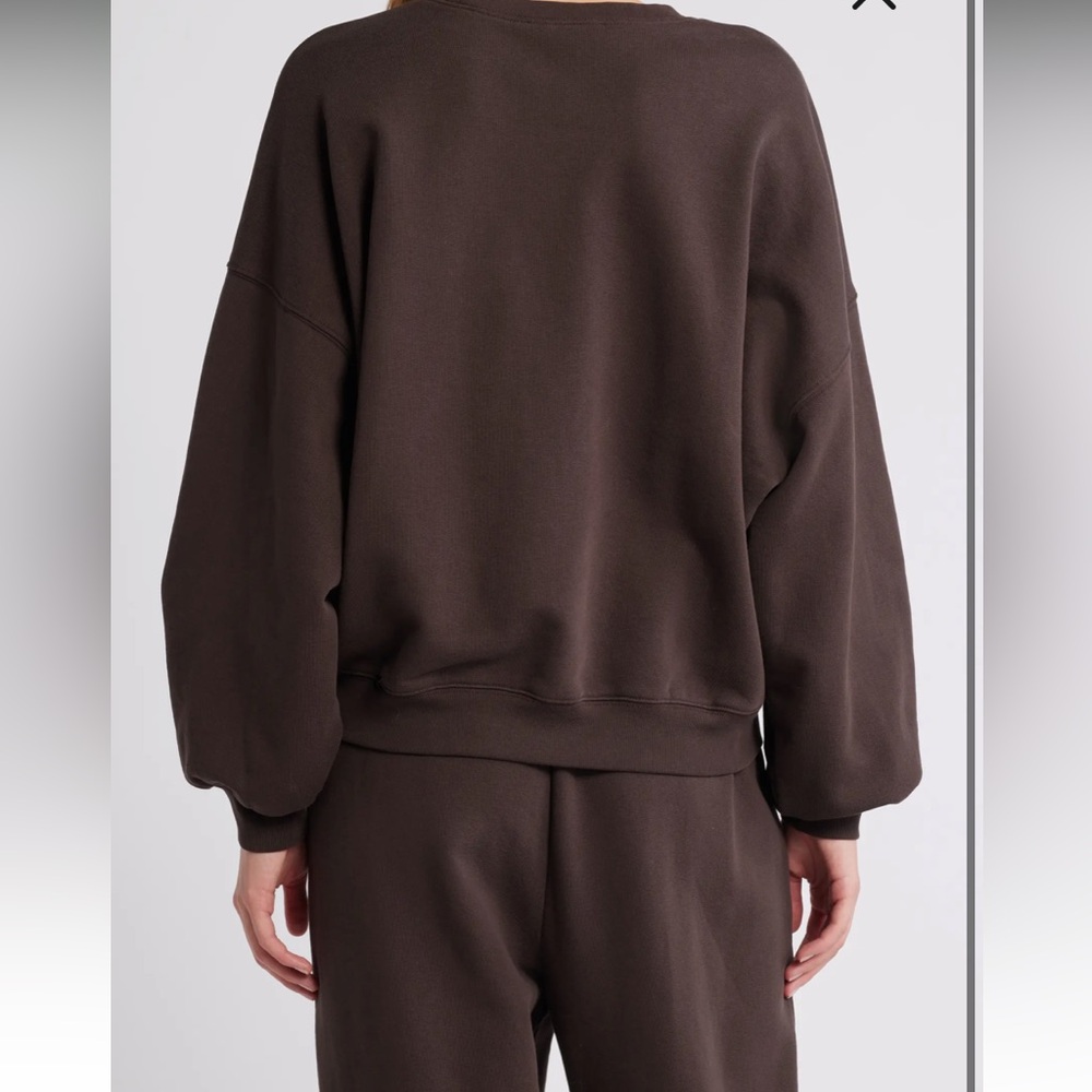 NWT $248 Frame Denim Dark Brown Travel Crew Sweatshirt Size XS - Picture 6 of 12